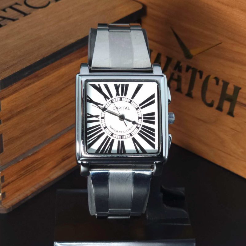 ساعت مچی مردانه کلاسیک کپیتال مدل 800 با صفحه مربعی، کوارتز، جنس استیل و قطر 38 میلیمتر
