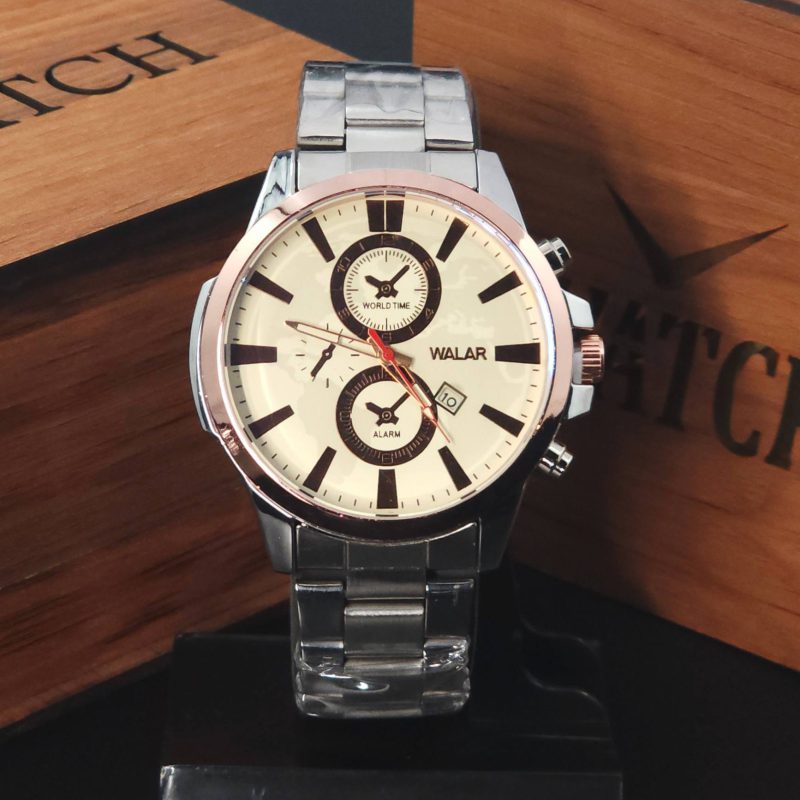 ساعت مچی مردانه والار مدل WG0250 سبک سه موتوره، تاریخ دار، استیل