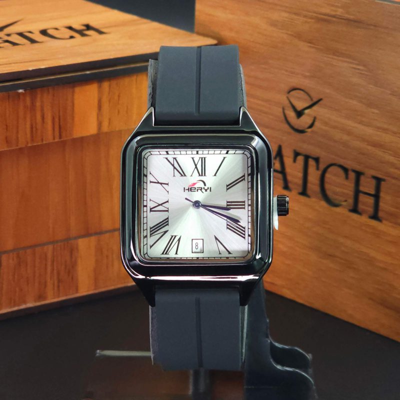 ساعت مچی مردانه هری Heryi 4152 تاریخ دار با بند رابر و قفل پروانه ای مگنتی