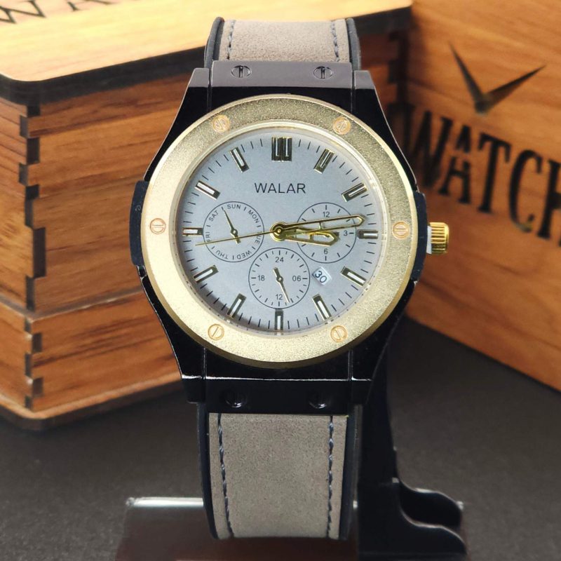 ساعت مچی مردانه والار WG0239 5765 بند رابر با روکش چرمی و ایندکس شبنما کد 2